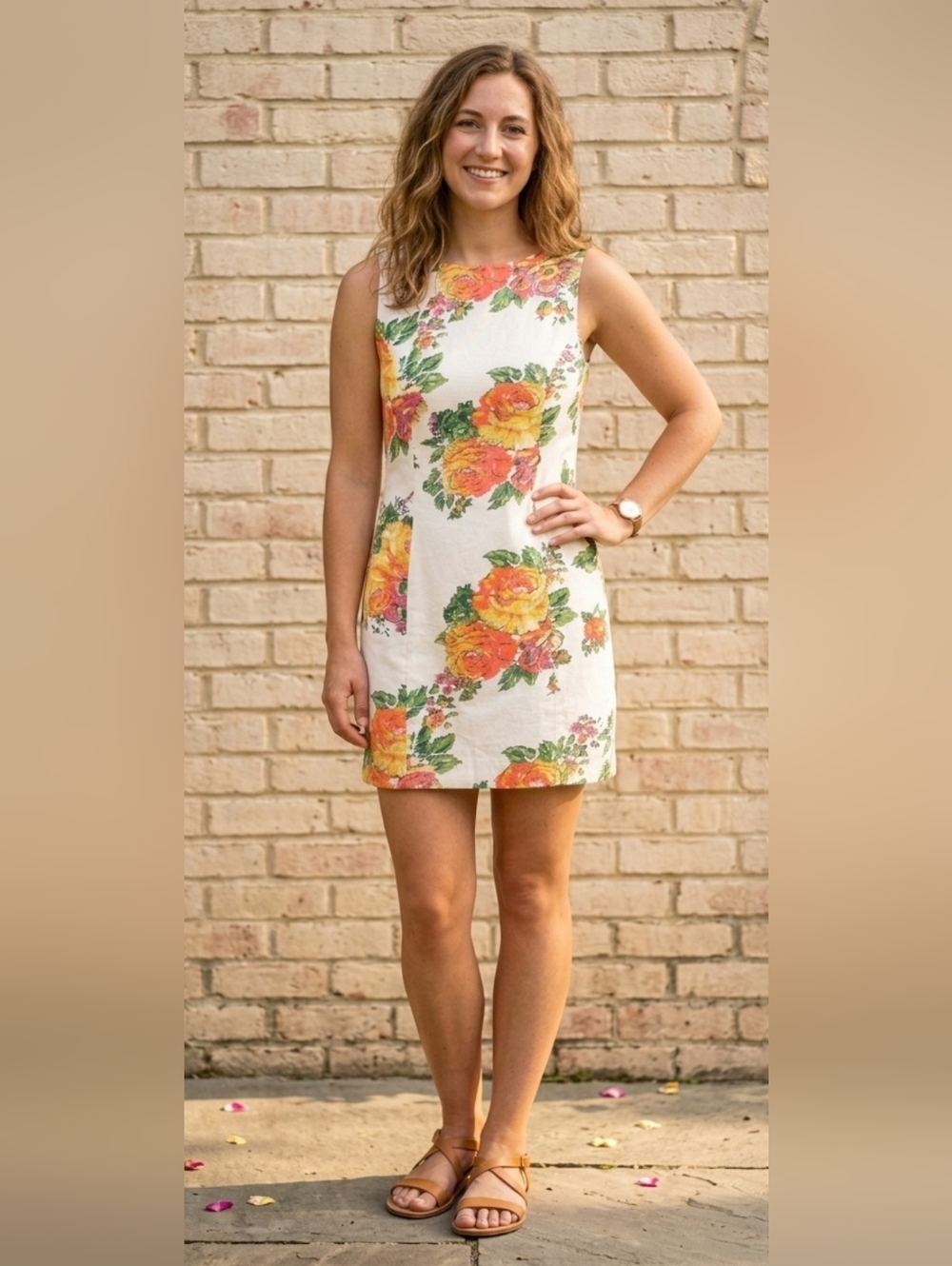 92. NWT - Tommy Hilfiger Cotton Linen Scoop Back  Floral Print Dress